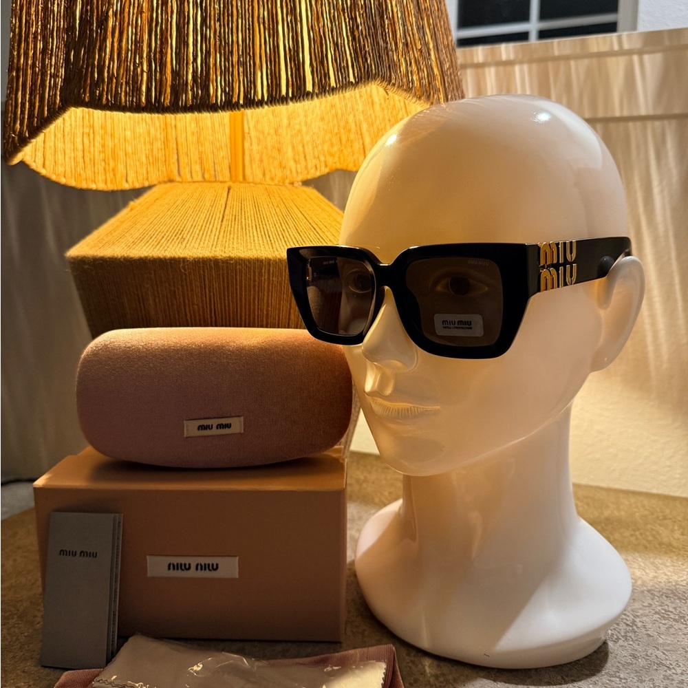 Used - Miu Miu Black and Gold Sunglasses